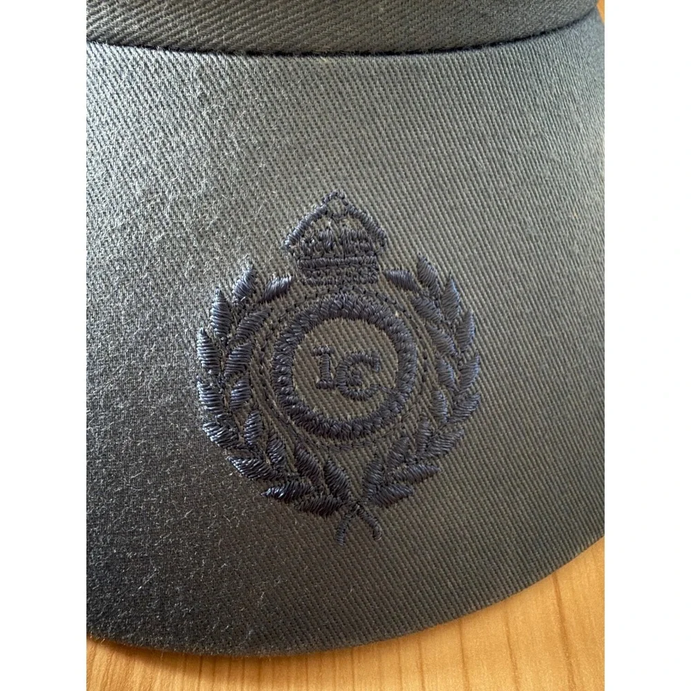 Liz Claiborne Vintage Blue Sun Visor Embroidered Crest Logo Clip On Terry Cloth